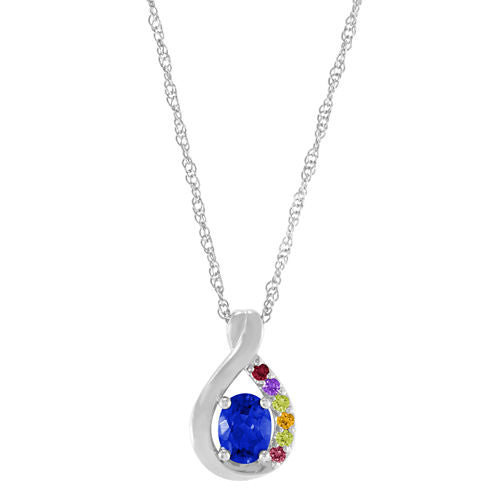 Artcarved Personalized Womens Multi Color Stone Sterling Silver Pendant Necklace