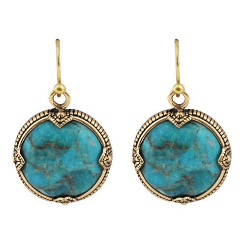 Art Smith by BARSE Turquoise Framed Round Earrings