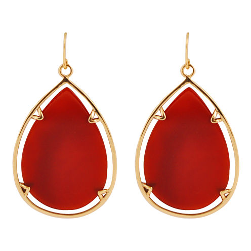 Art Smith by BARSE Red Glass Large Teardrop Earrings