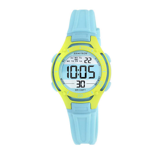 Armitron® Pro-Sport Womens Teal Resin Strap Chronograph Sport Watch 45/7062BLU