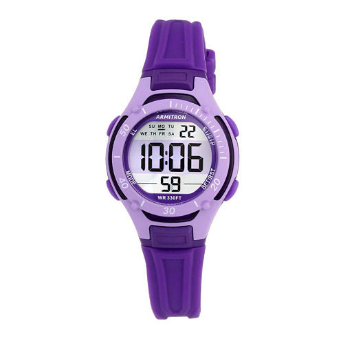 Armitron® Pro-Sport Womens Purple Resin Strap Chronograph Sport Watch 45/7062PUR