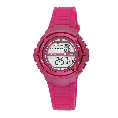 Armitron® Pro-Sport Womens Pink Resin Strap Chronograph Sport Watch 45/7045MAGJ