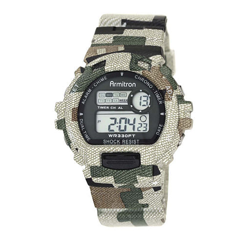 Armitron® Pro-Sport Mens Green Camo Resin Strap Chronograph Sport Watch 40/8216MILJ