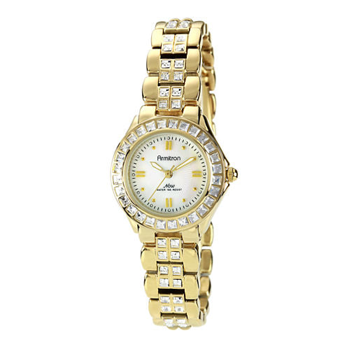 Armitron® Now® Womens Crystal-Accent Gold-Tone Brass Watch