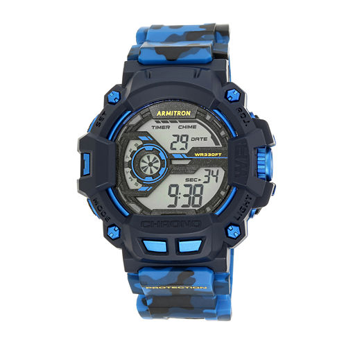 Armitron® Mens Blue Camo Digital Strap Watch