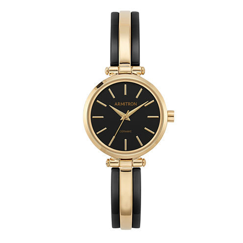 Armitron Womens Gold Tone Bangle Watch-75/5523bkgp