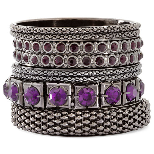 Amethyst Iridescent Bangle Bracelets