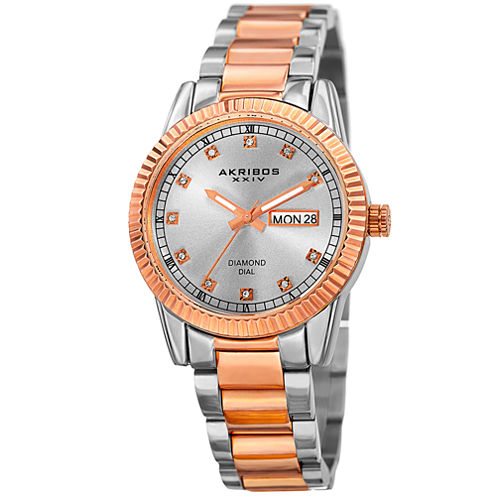 Akribos XXIV Womens Two Tone Strap Watch-A-965ttr