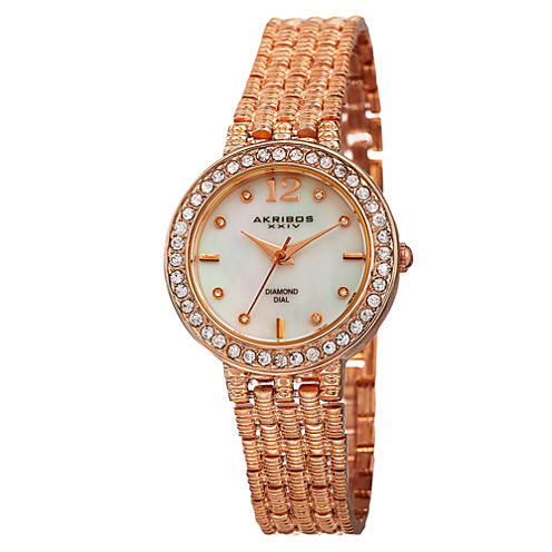 Akribos XXIV Womens Rose Goldtone Strap Watch-A-757rg