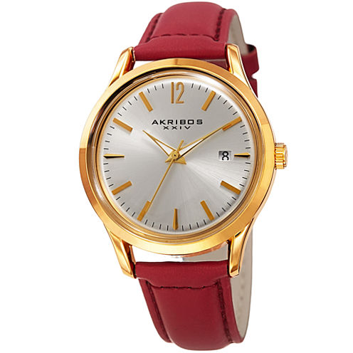 Akribos XXIV Womens Red Strap Watch-A-921rd