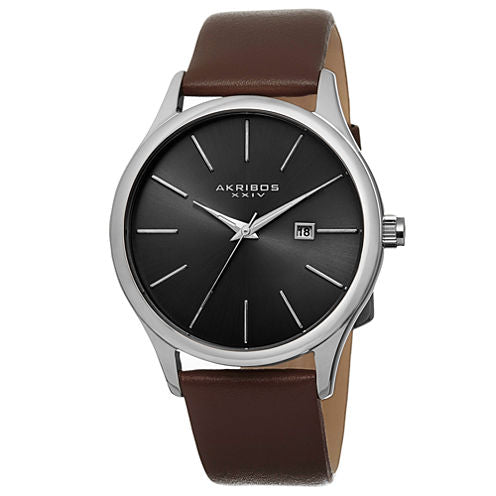 Akribos XXIV Unisex Brown Strap Watch-A-618br