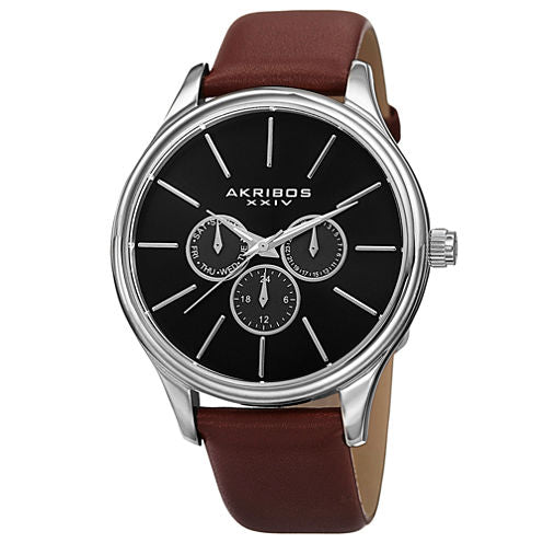 Akribos XXIV Mens Brown Strap Watch-A-870br