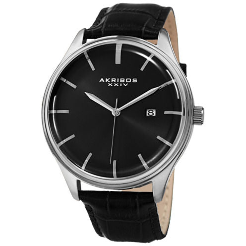 Akribos XXIV Mens Black Strap Watch-A-914ssb