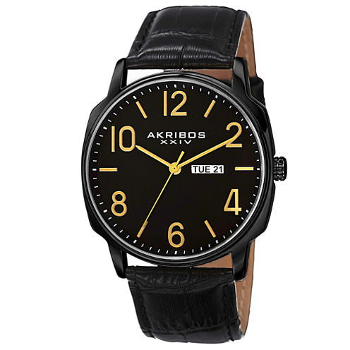 Akribos XXIV Mens Black Strap Watch-A-801bk