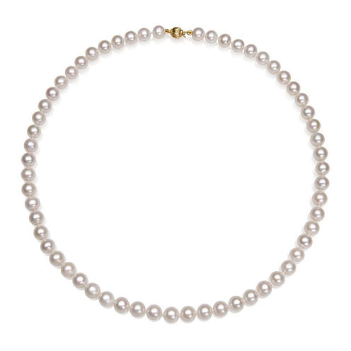 AA Quality Cultured Freshwater Pearl 14K Yellow Gold 18" Strand Necklace