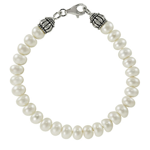 8-8.5Mm Cultured Freshwater Pearl Sterling Silver Bracelet