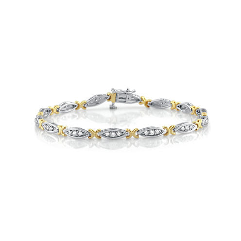 7.5 Inch 1 CT. T.W. White Diamond 10K Gold Link Bracelet