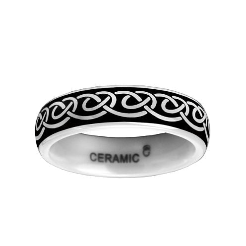 6mm Black and White Ceramic Ring