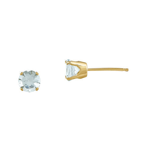 5mm Genuine Aquamarine 14K Yellow Gold Stud Earrings