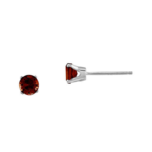 3mm Genuine Red Garnet 14K White Gold Garnet Stud Earrings