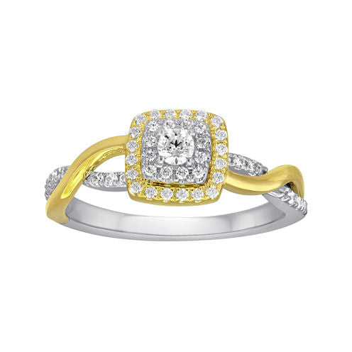 3/8 CT. T.W. Diamond and Lab-Created Sapphire 10K Yellow Gold Engagement Ring