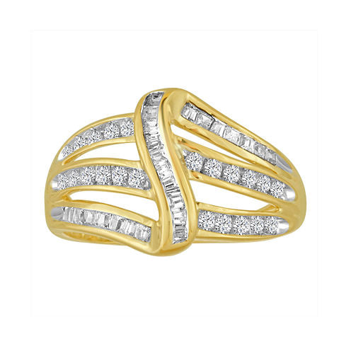 3/8 CT. T.W. Diamond 10K Yellow Gold Bypass Ring