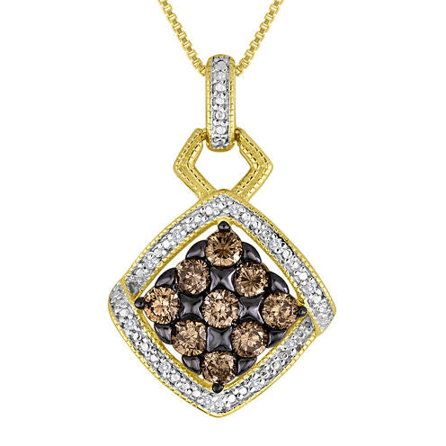 3/4 CT. T.W. White and Champagne Diamond Pendant Necklace