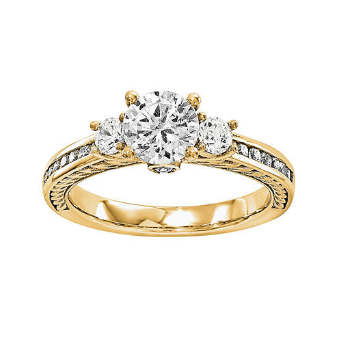 3/4 CT. T.W. Diamond 14K Yellow Gold 3-Stone Engagement Ring