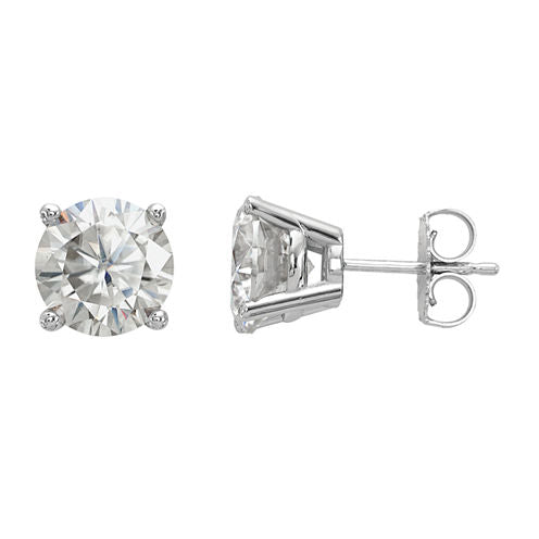 3 1/2 CT. T.W White Moissanite 14K White Gold 8mm Round Stud Earrings