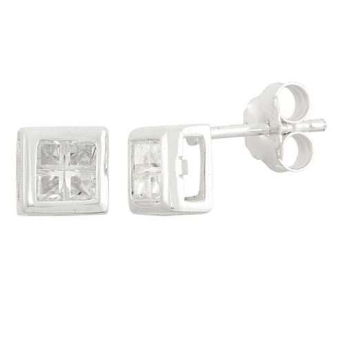 2 CT. T.W. White Cubic Zirconia Sterling Silver 7mm Stud Earrings