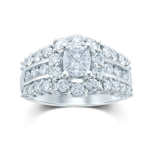 2 CT. T.W. Fancy-Cut Diamond 14K White Gold Ring