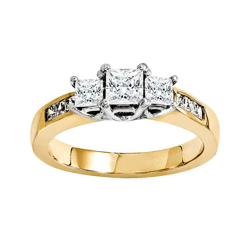 2 CT. T.W. Diamond 14K Two-Tone Gold 3-Stone Engagement Ring