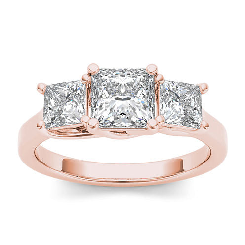 2 CT. T.W. Diamond 14K Rose Gold 3-Stone Engagement Ring