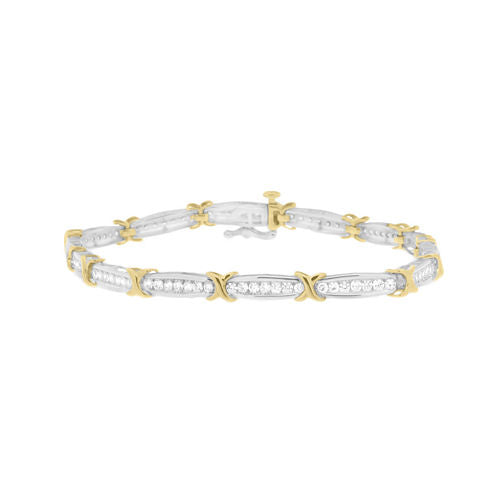 2 CT. T.W. Diamond 10K Yellow And White Gold Bracelet