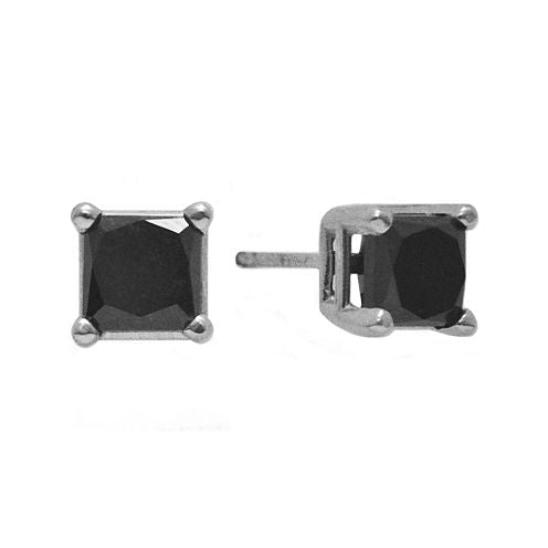 2 CT. T.W. Color-Enhanced Black Diamond Princess-Cut Stud Earrings