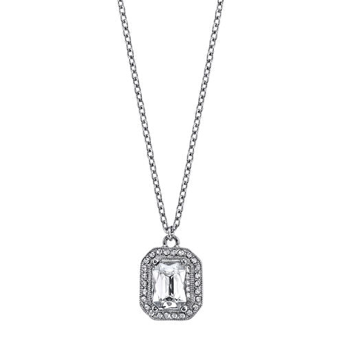 1928® Jewelry Crystal Silver-Tone Drop Pendant Necklace