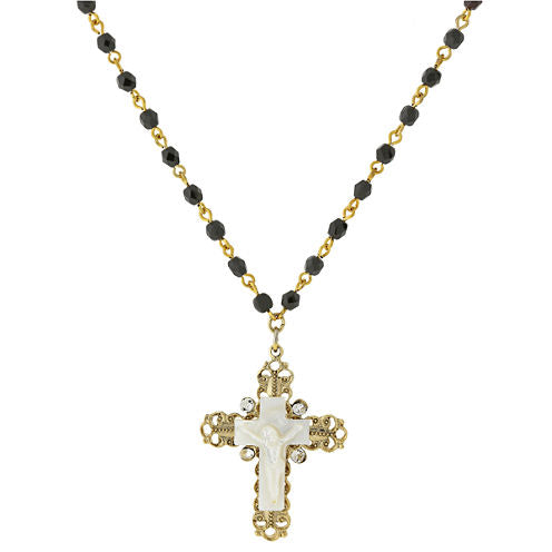 1928 Symbols Of Faith Religious Jewelry Womens White Cross Pendant Necklace