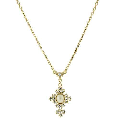 1928 Symbols Of Faith Religious Jewelry Womens Clear Cross Pendant Necklace