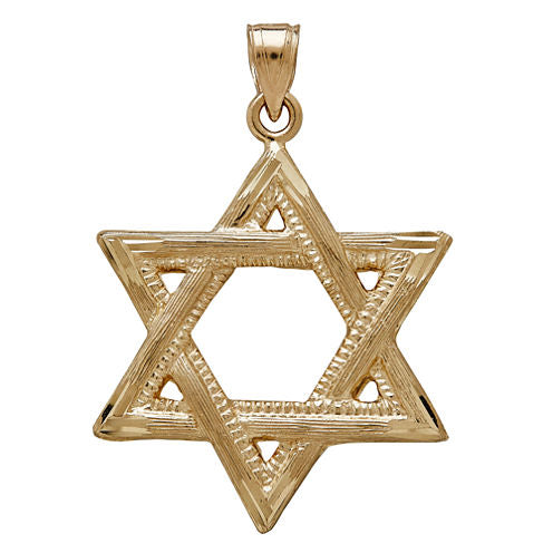 14K Yellow Gold Star Of David Charm Pendant