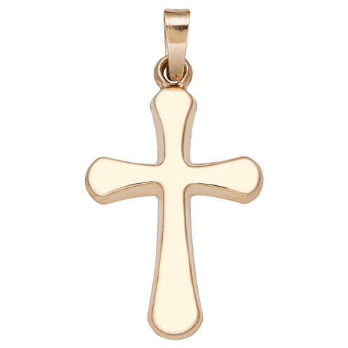 14K Yellow Gold Polished Rounded- Edge Cross Charm Pendant