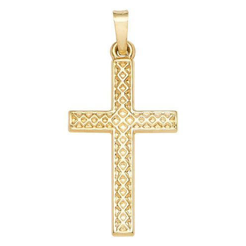 14K Yellow Gold Polished Cross Charm Pendant