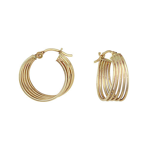 14K Yellow Gold Multi-Row Hoop Earrings