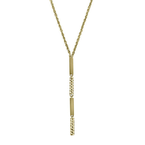 14K Yellow Gold Diamond-Cut Striped Lariat Necklace