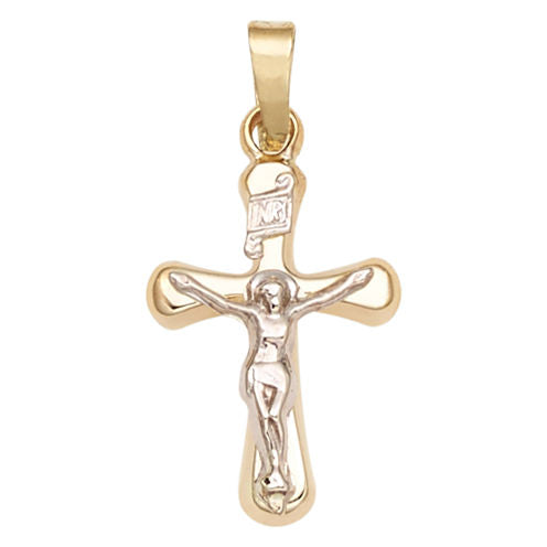 14K Yellow Gold Crucifix Charm Pendant