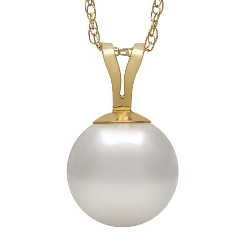 14K Yellow Gold Akoya Pearl Pendant Necklace