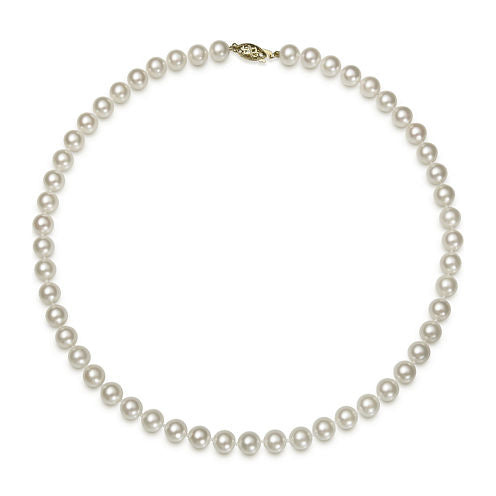 14K Yellow Gold Akoya Pearl Necklace 16