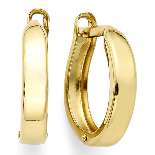 14K Yellow Gold 12.35mm Hinged Square-Edge Hoop Earrings