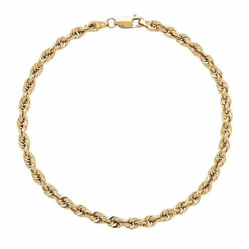 14K Yellow Gold 1.3mm Rope Chain Bracelet