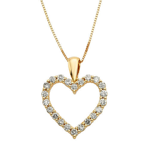 14K Yellow Gold .50 Carat Diamond Igl Certified Heart Pendant with Chain