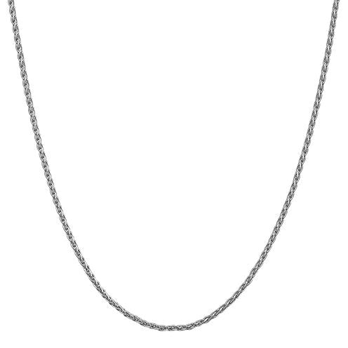 14K White Gold Solid Wheat 16 Inch Chain Necklace